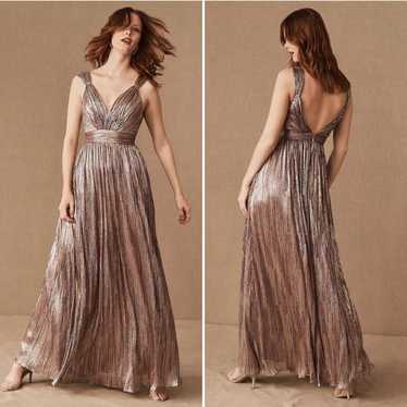 CATHERINE DEANE Niya Pleated Metallic Dress Sz 6 - image 1