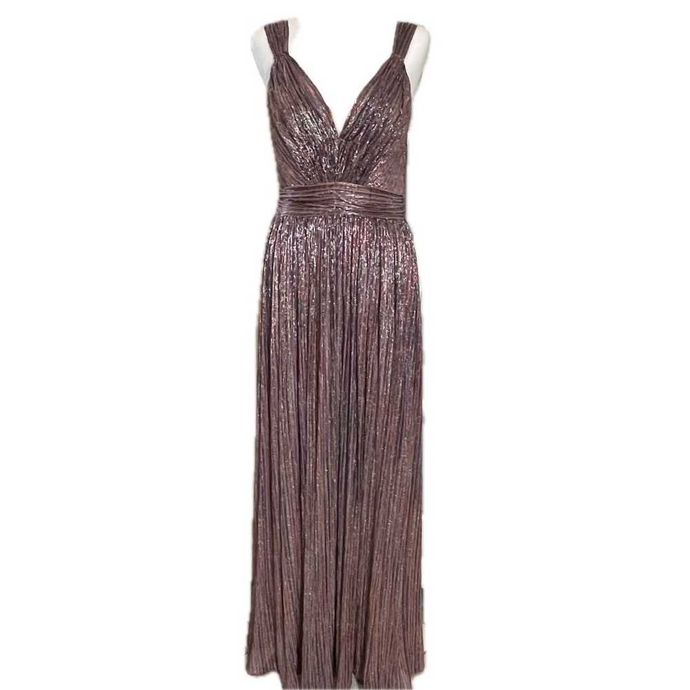 CATHERINE DEANE Niya Pleated Metallic Dress Sz 6 - image 3