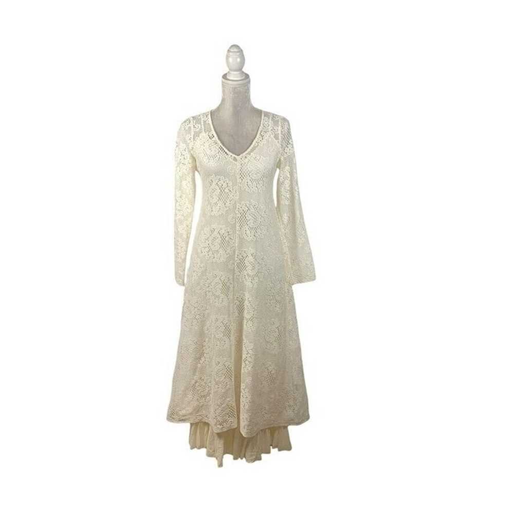 Johnny Was Jade Cream Lace Maxi Dress Long Sleeve… - image 1