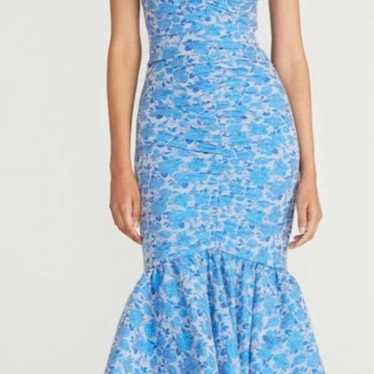 THEIA Eliza Ruched Jacquard Midi-Dress