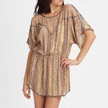 Parker Silk Beaded Tunic MIni Dress Holiday Desig… - image 1