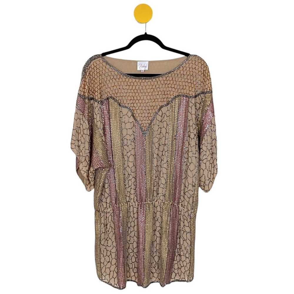 Parker Silk Beaded Tunic MIni Dress Holiday Desig… - image 2