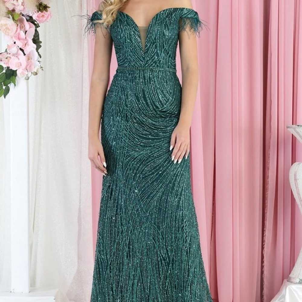 Green Sequin Prom Dress - image 1