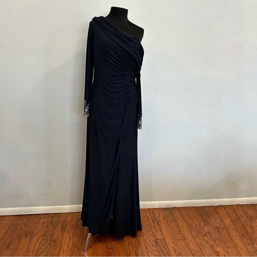 Mac Duggal 12231 Navy Blue Off The Shoulder Jerse… - image 1