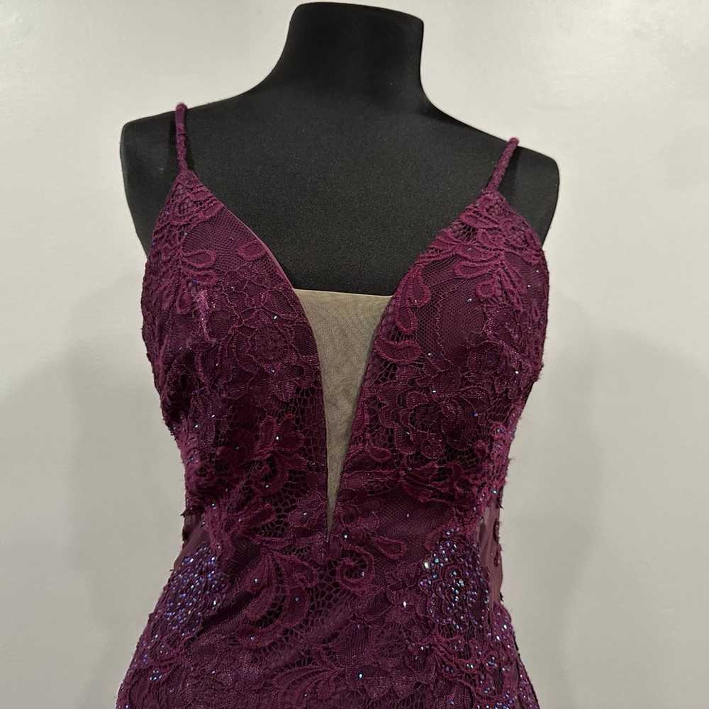 La Femme 27464 Purple Lace Gown 10 - image 2