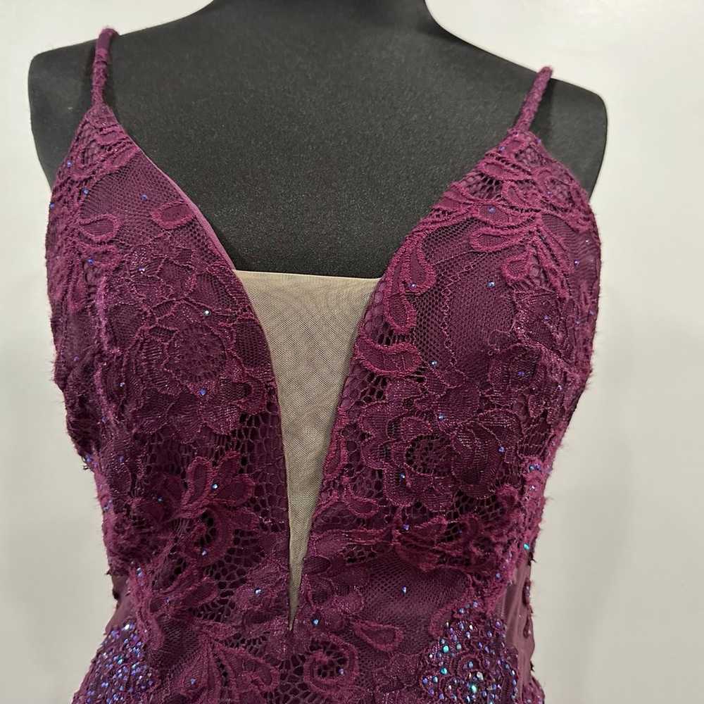 La Femme 27464 Purple Lace Gown 10 - image 3