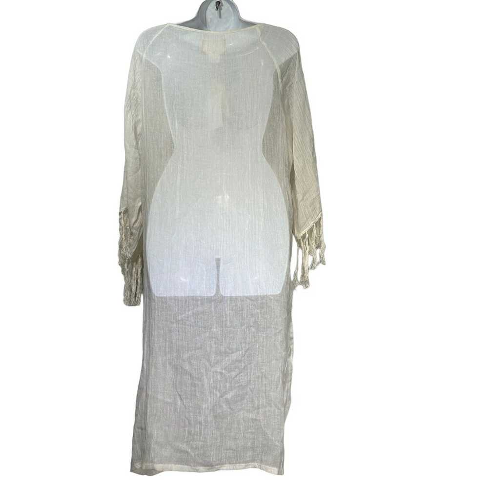 anaak white gauze tassel sleeve oversize v-neck d… - image 4