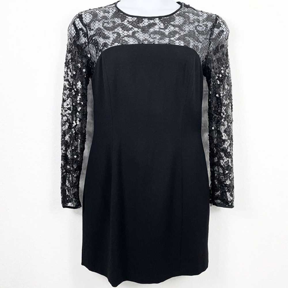 Escada Couture 40 Dress Wool Sequin Lace Black Lo… - image 1