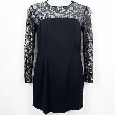 Escada Couture 40 Dress Wool Sequin Lace Black Lo… - image 1