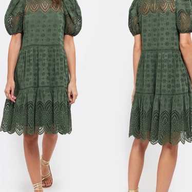 ULLA JOHNSON Simone Broderie Anglaise Dress Green 