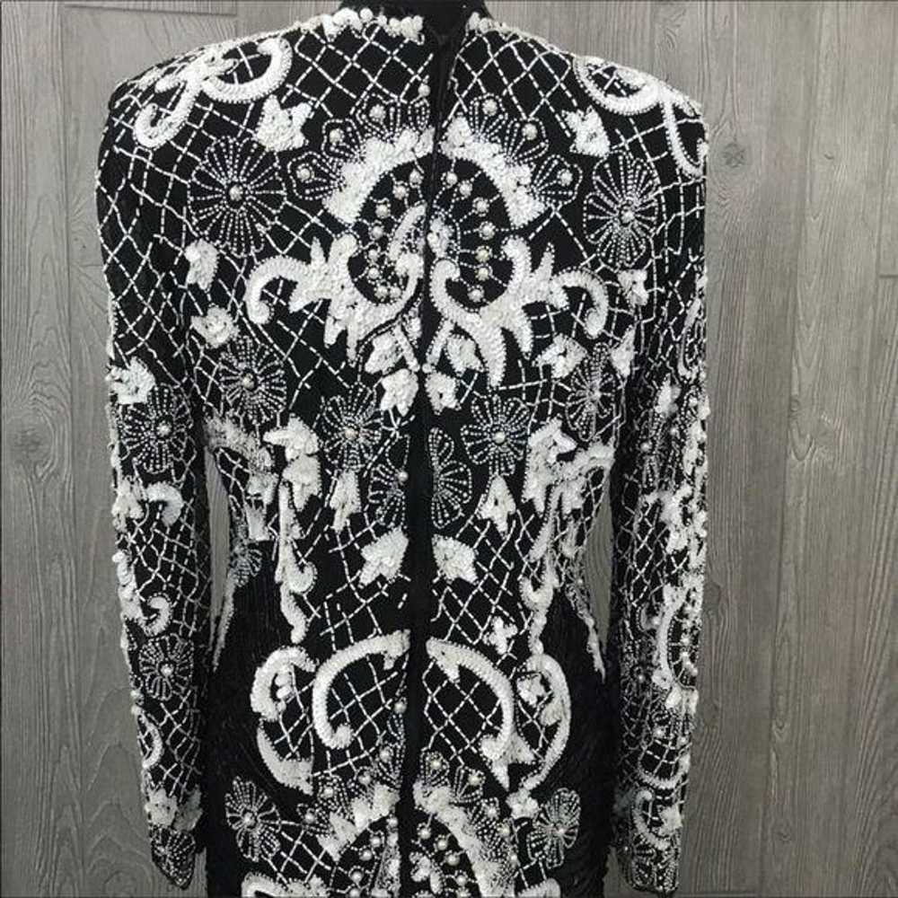 Vintage ornate beaded sequin long sleeve ball gow… - image 7