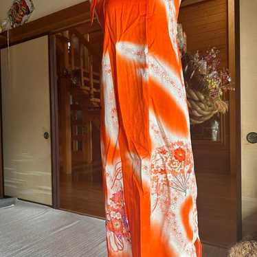 Orange floral cami one-piece dress with long slee… - image 1