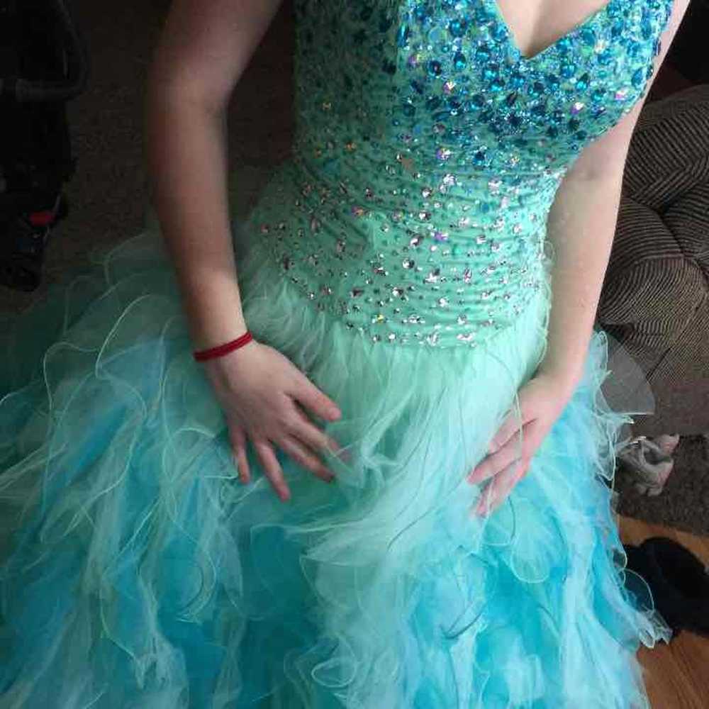 Blue/teal prom dress - image 1