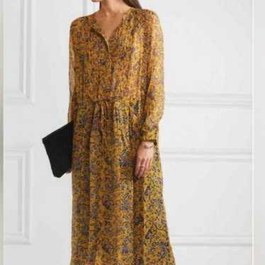 Isabel Marant Baphir Yellow Silk Maxi Dress Floral