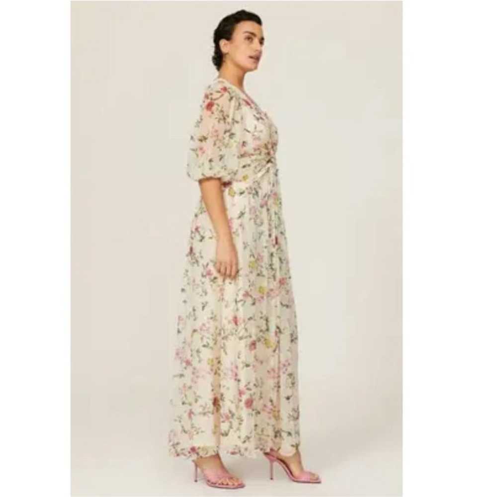 ML Monique Lhuillier Floral Pleated Chiffon Gown - image 2