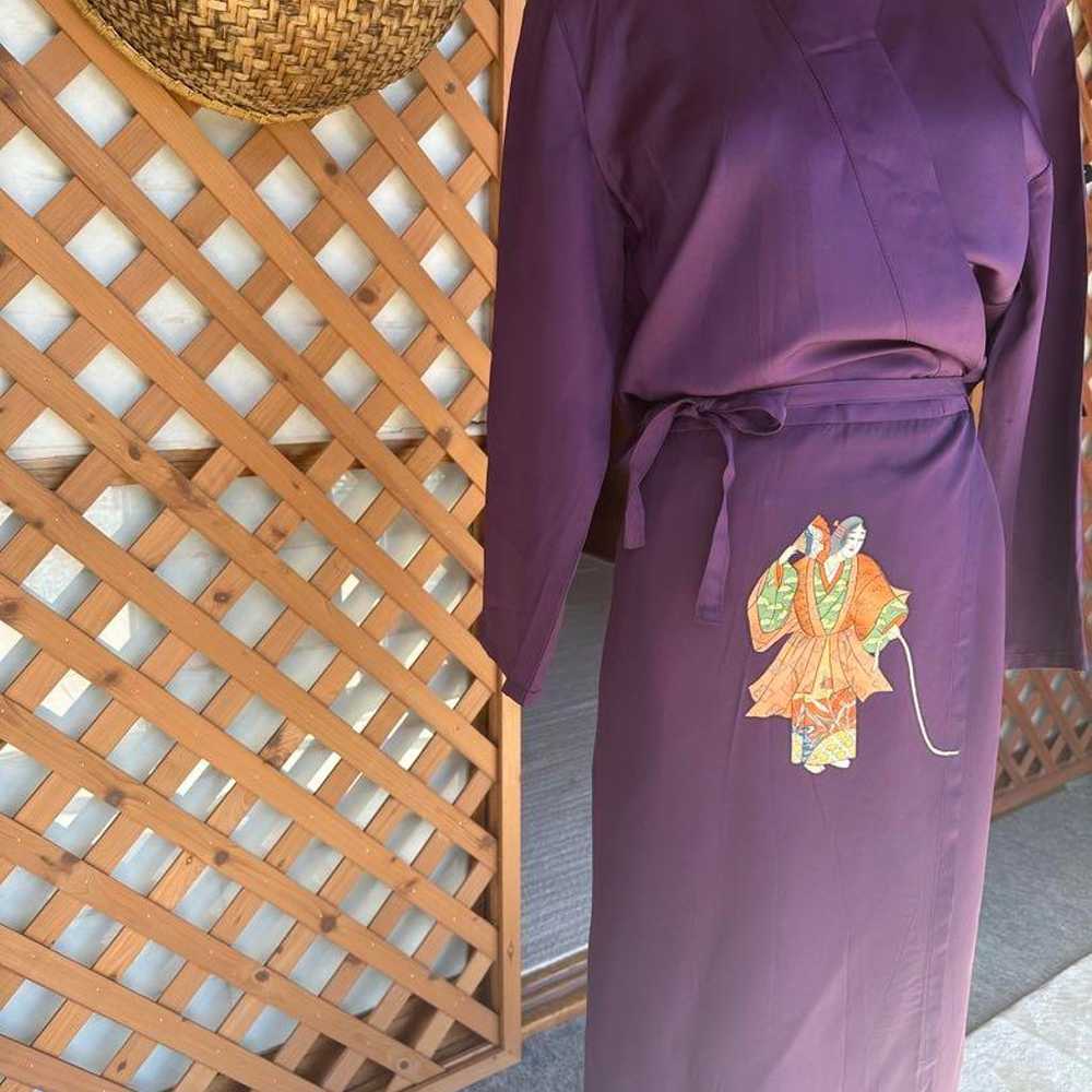 Purple kimono style one-piece dress with long sle… - image 1