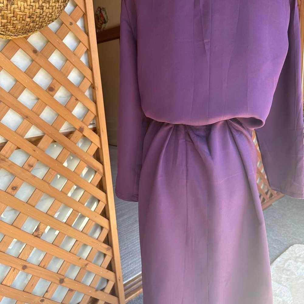 Purple kimono style one-piece dress with long sle… - image 4