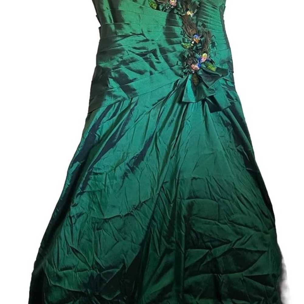 Peacock floor length prom dress - image 4