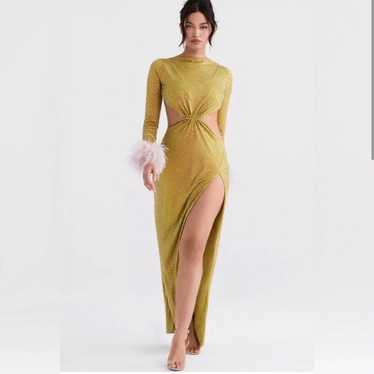 HOUSE OF CB 'Gina' Chartreuse Crystallised Maxi D… - image 1