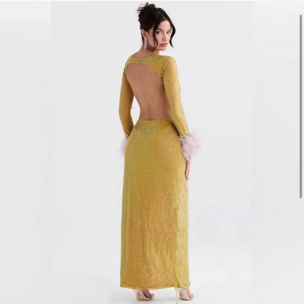 HOUSE OF CB 'Gina' Chartreuse Crystallised Maxi D… - image 2