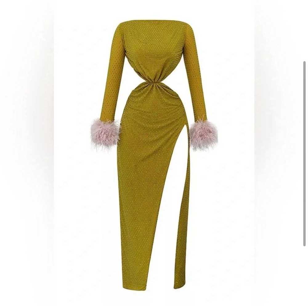 HOUSE OF CB 'Gina' Chartreuse Crystallised Maxi D… - image 3