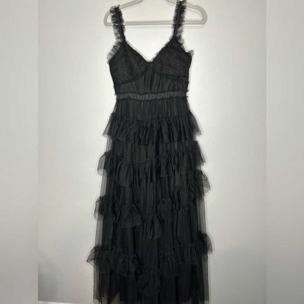 Betsy & Adam Long Ruffle Tier Mesh Dress - image 4