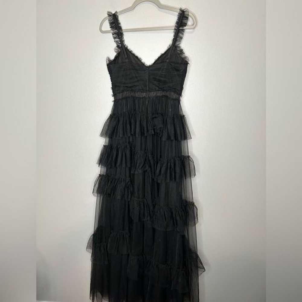 Betsy & Adam Long Ruffle Tier Mesh Dress - image 5