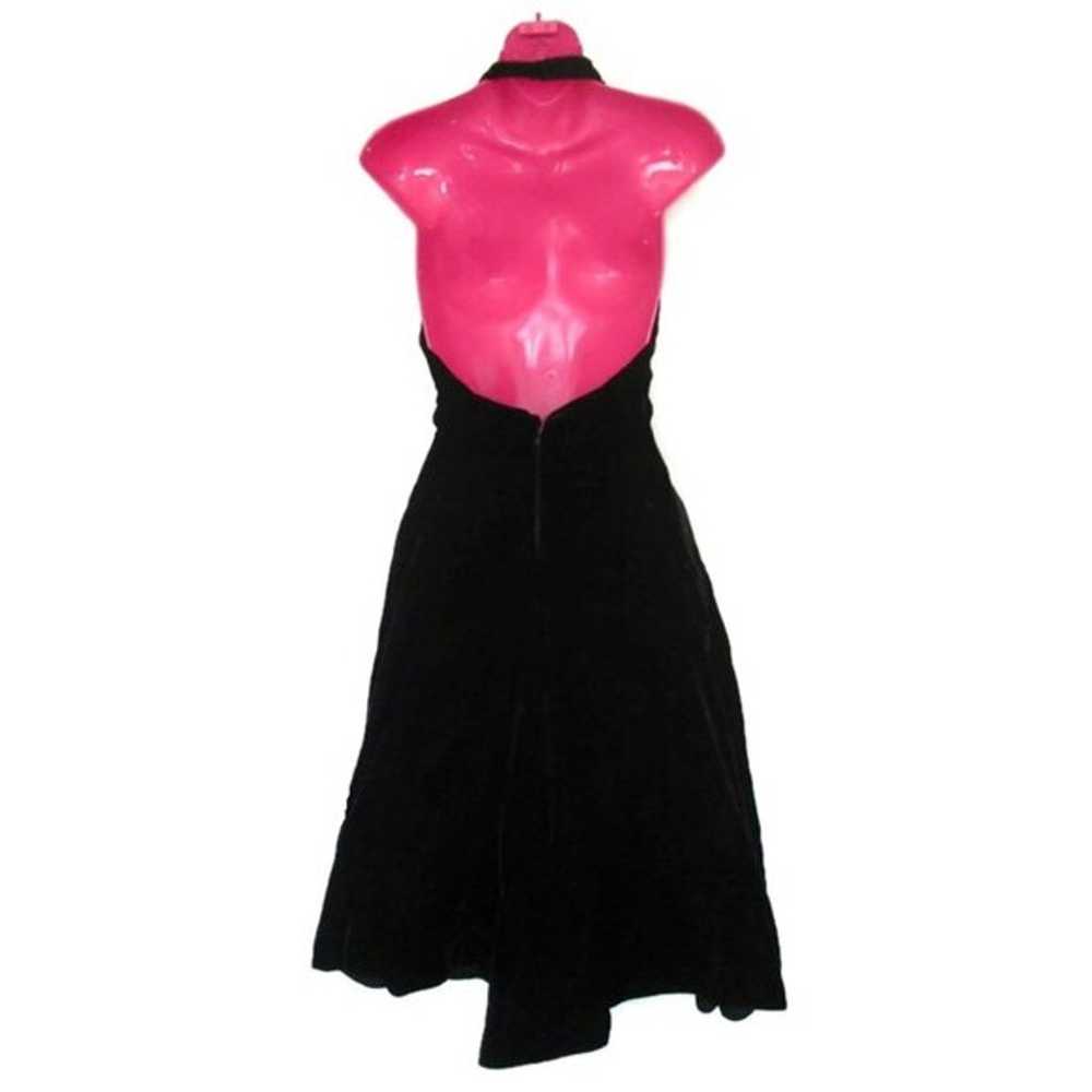 1980s vintage black velvet rockabilly prom midi h… - image 2