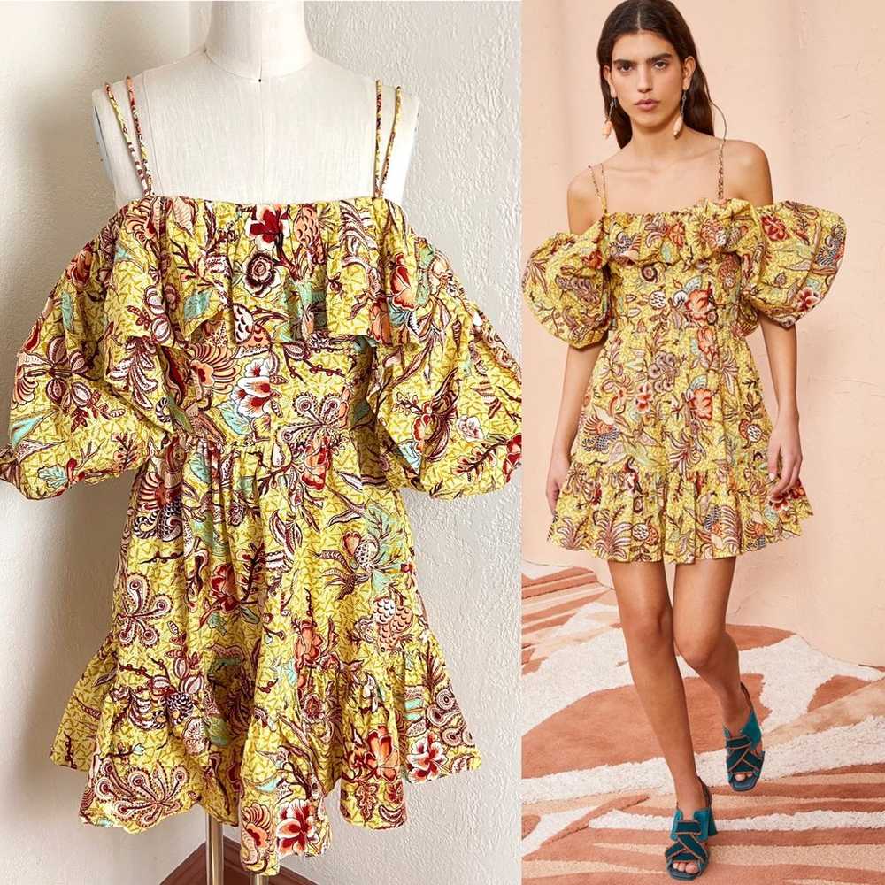 $450 Ulla Johnson Lila Off Shoulder Mini Dress Ye… - image 1