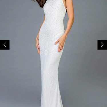 SCALA - 48948 Sequined High Halter Backless Gown - image 1