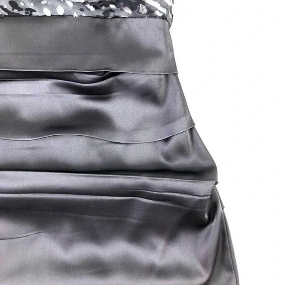 Suzi Chin For Maggy Boutique Grey Satin Sheath Dr… - image 7