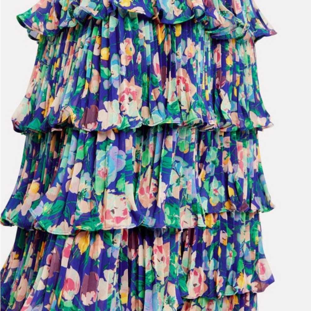 AMUR Viola Violet Floral Chiffon Pleated Ruffle N… - image 12