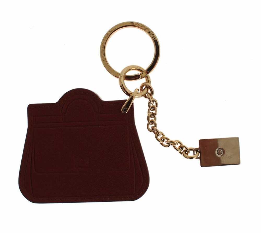 Dolce & Gabbana Elegant Brown Leather Keychain wi… - image 1