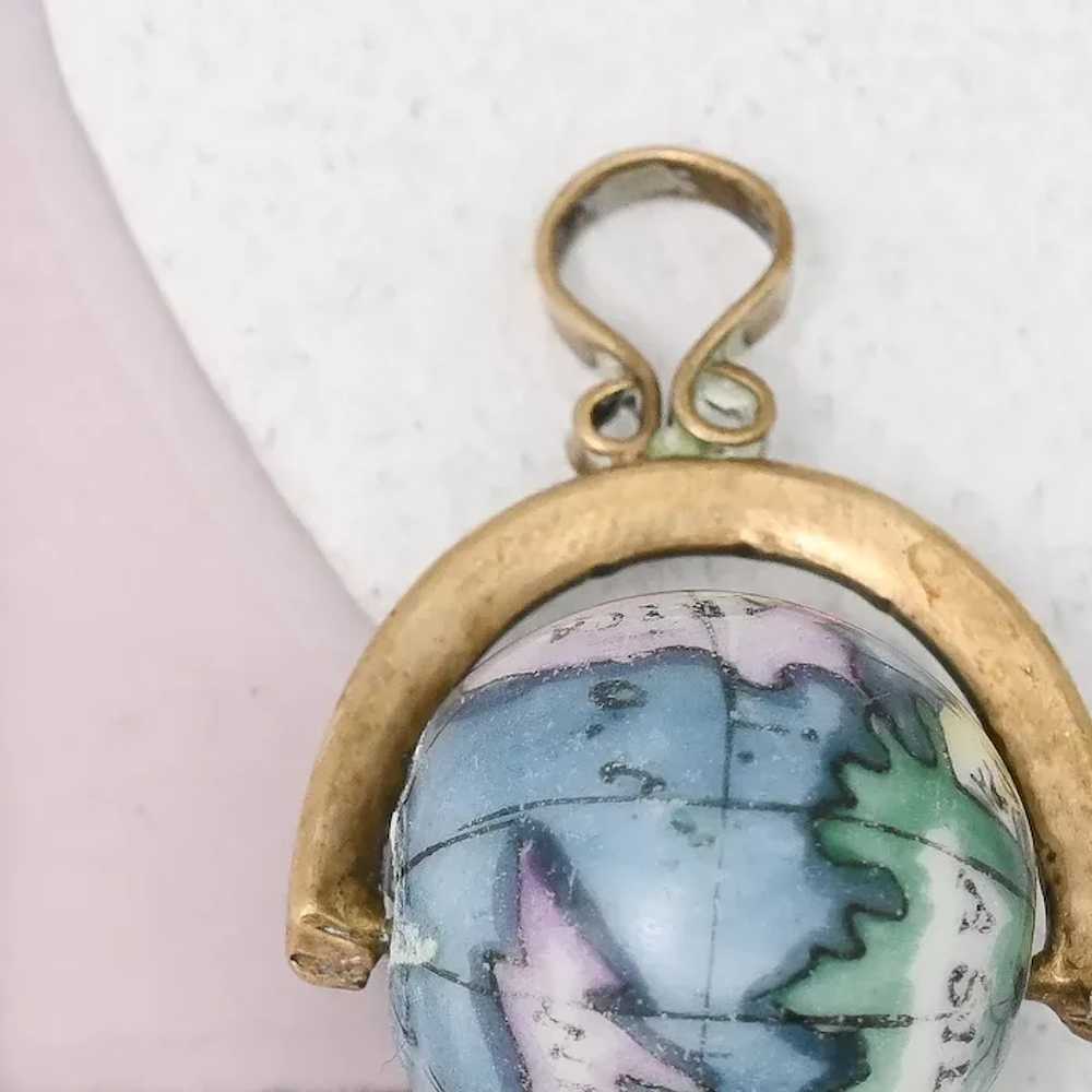 Antique Victorian World Globe Spinner Fob Charm G… - image 5