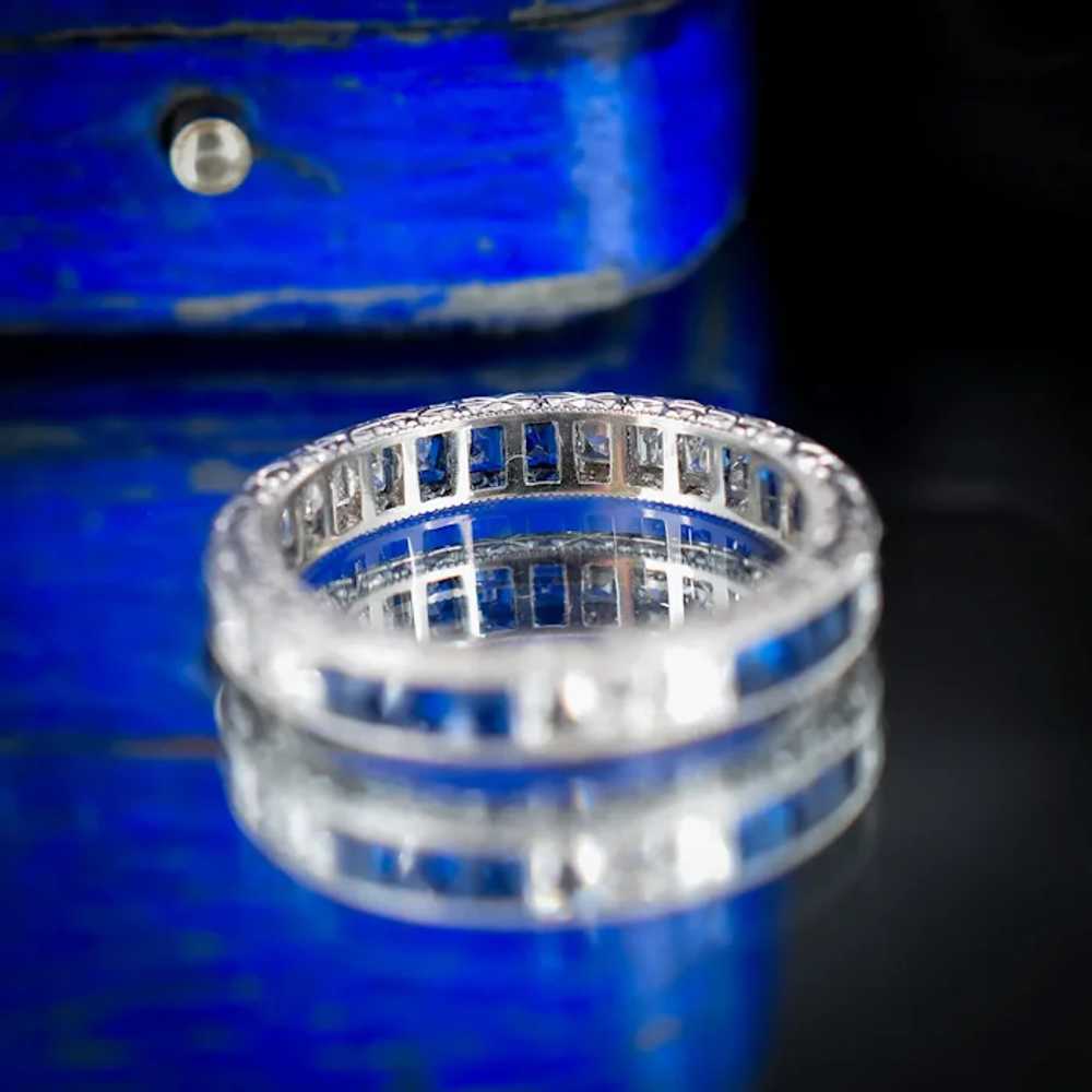 Art Deco Style Diamond and Sapphire Platinum Full… - image 10