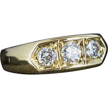 Vintage Diamond Three Stone 18ct Yellow Gold Chun… - image 1