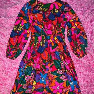 Vintage 60s Dress CUSTOM MADE psychedelic art ORIG