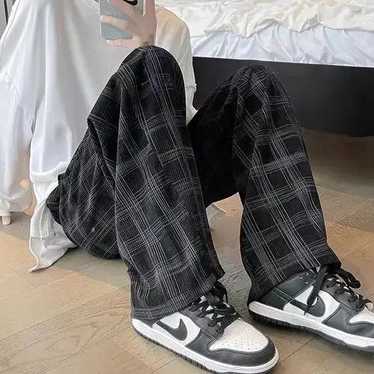 Streetwear Corduroy Vintage Plaid Pants Men Street