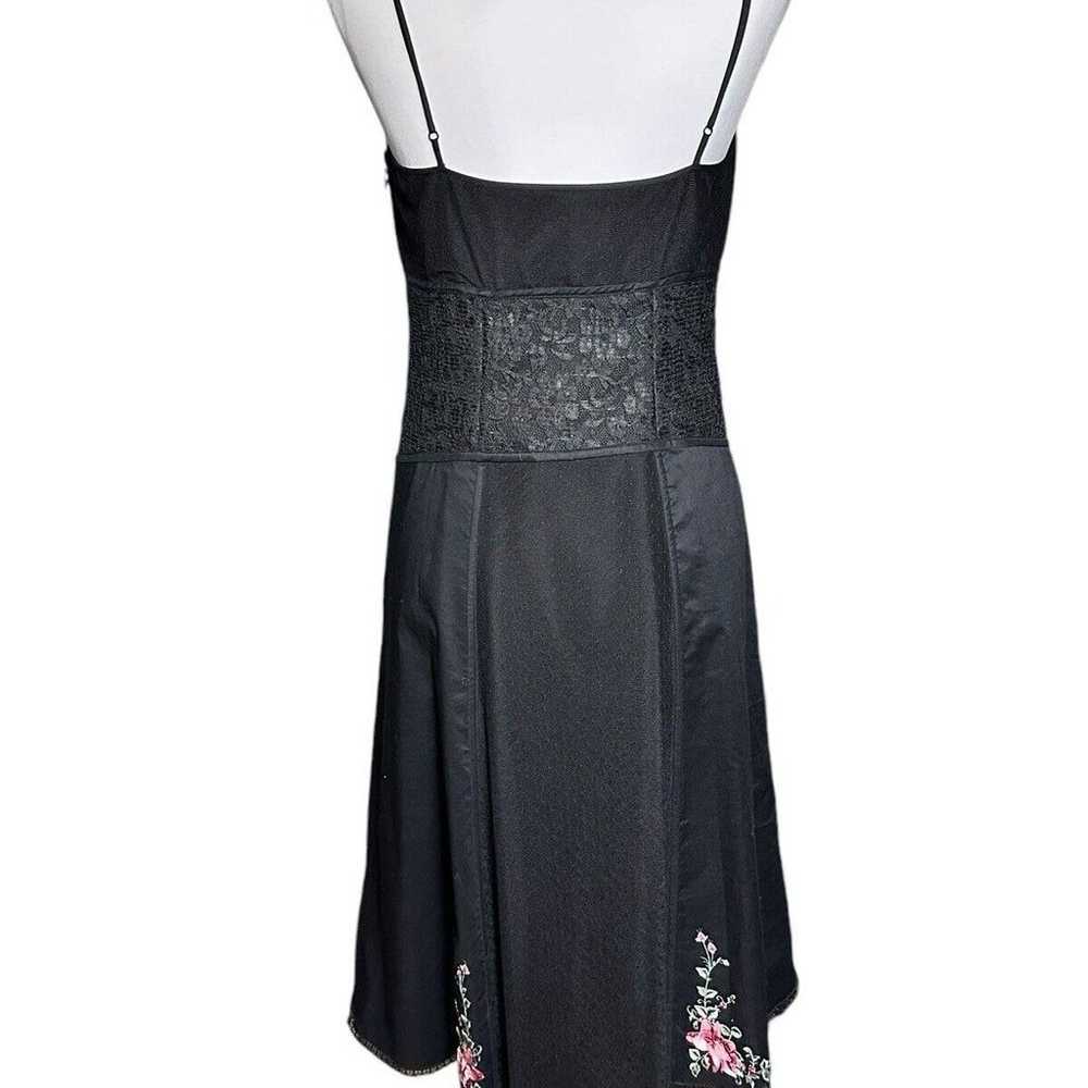 BETSEY JOHNSON VTG Black Midi Rose Embroidered Dr… - image 2