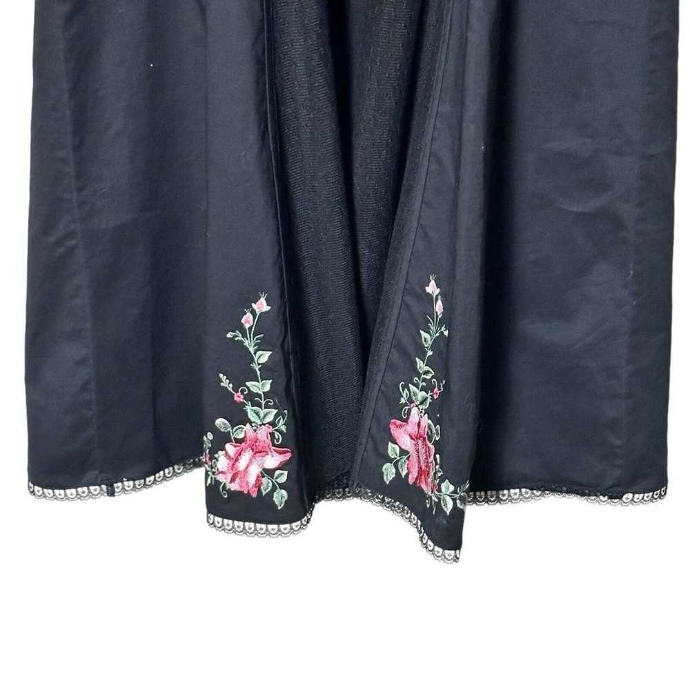 BETSEY JOHNSON VTG Black Midi Rose Embroidered Dr… - image 8