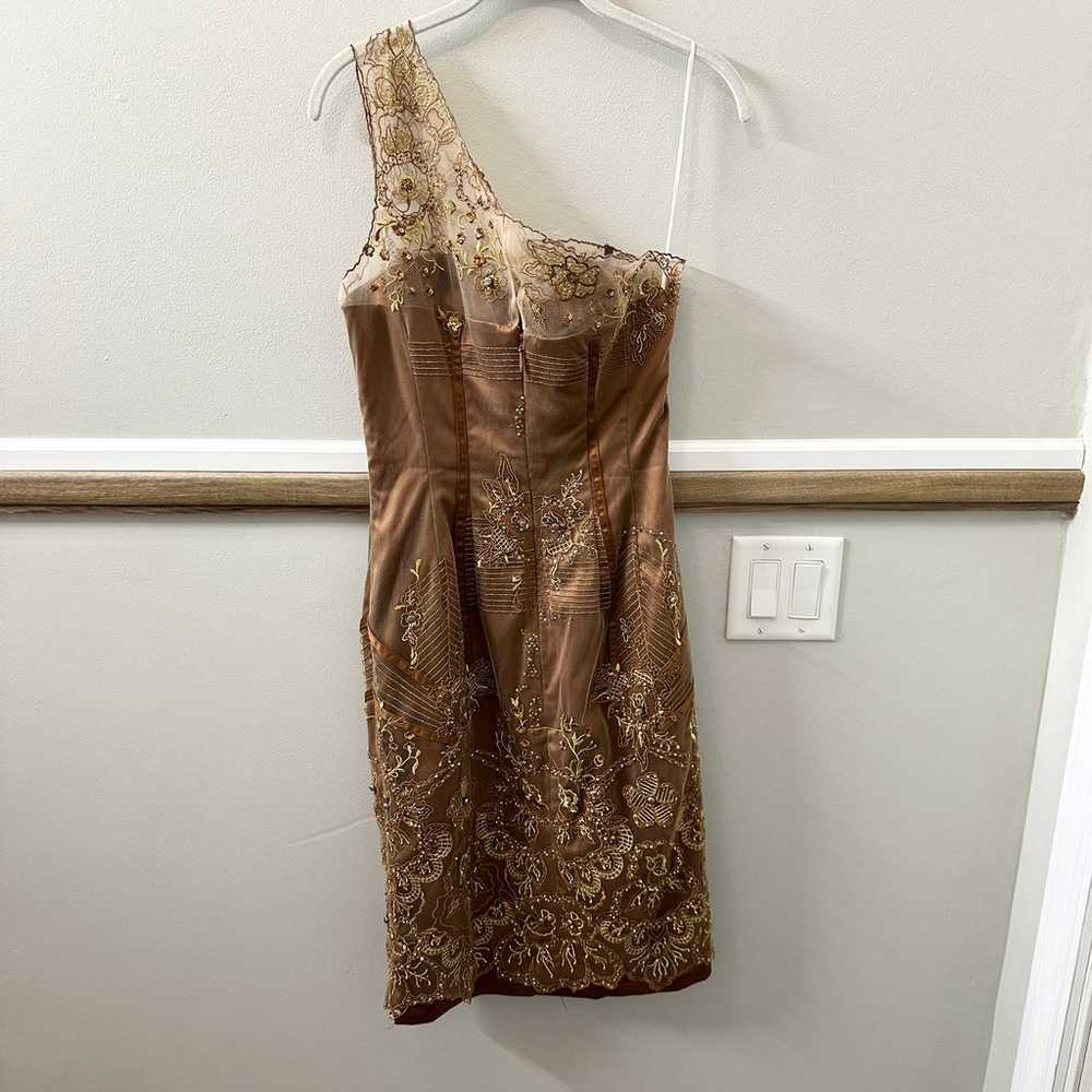 MANDALAY Brown Bronze Gold Lace Beaded Embroidere… - image 2