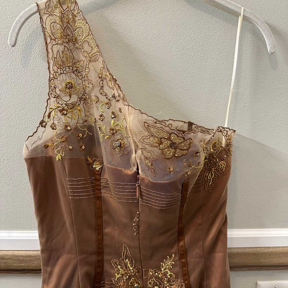 MANDALAY Brown Bronze Gold Lace Beaded Embroidere… - image 5