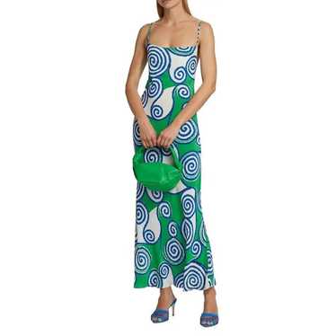 Rhode Jemima Open Back Dress in Green Swirl Lagoon