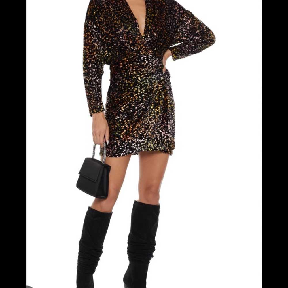 IRO Mielan metallic velvet leopard  mini dress - image 1