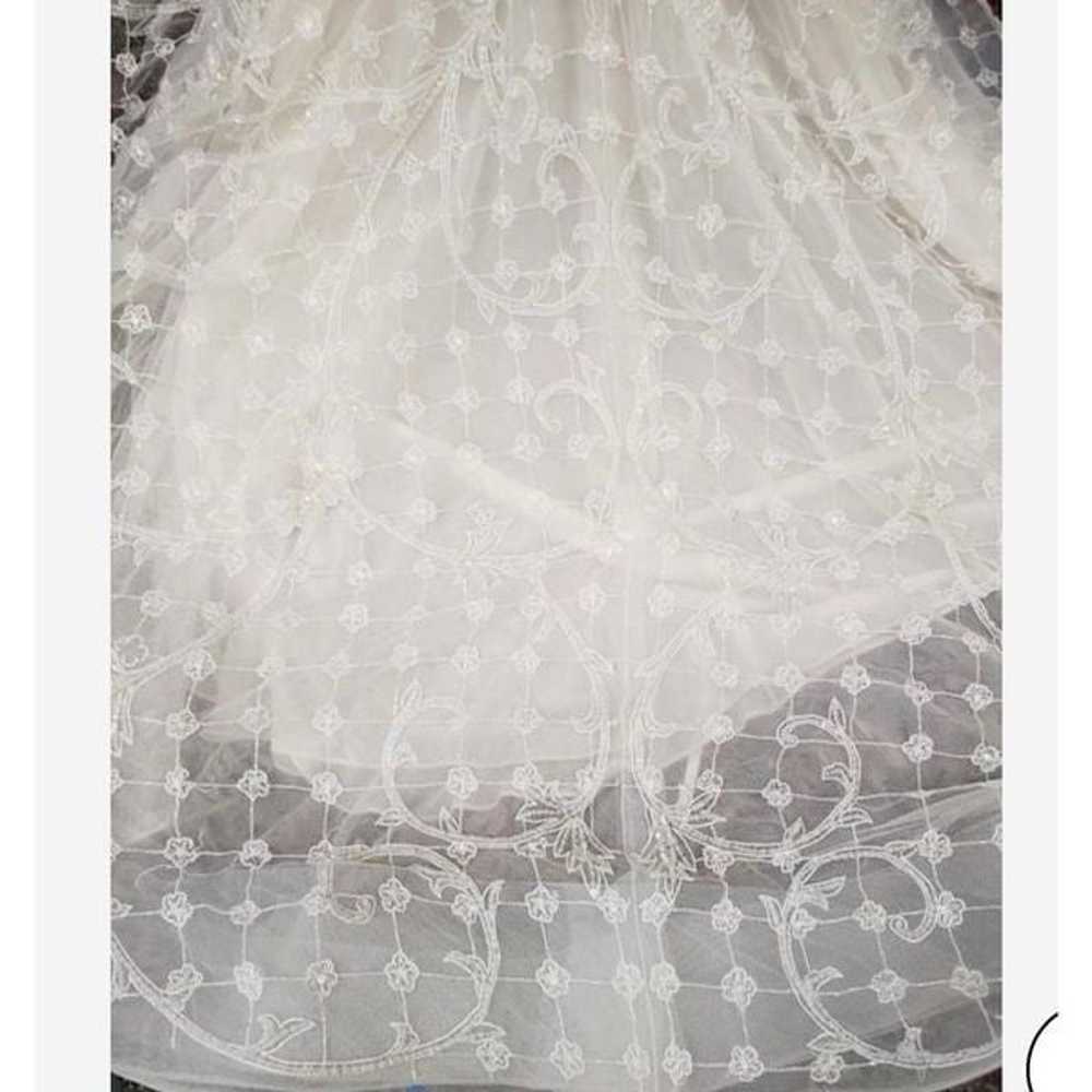 Lazaro Sz 10 Beaded Mermaid Wedding Dress/Veil - image 12