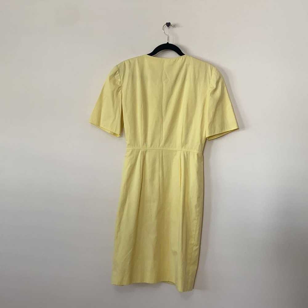 Vintage Valentino 1980s Yellow Button Wrap Dress - image 3