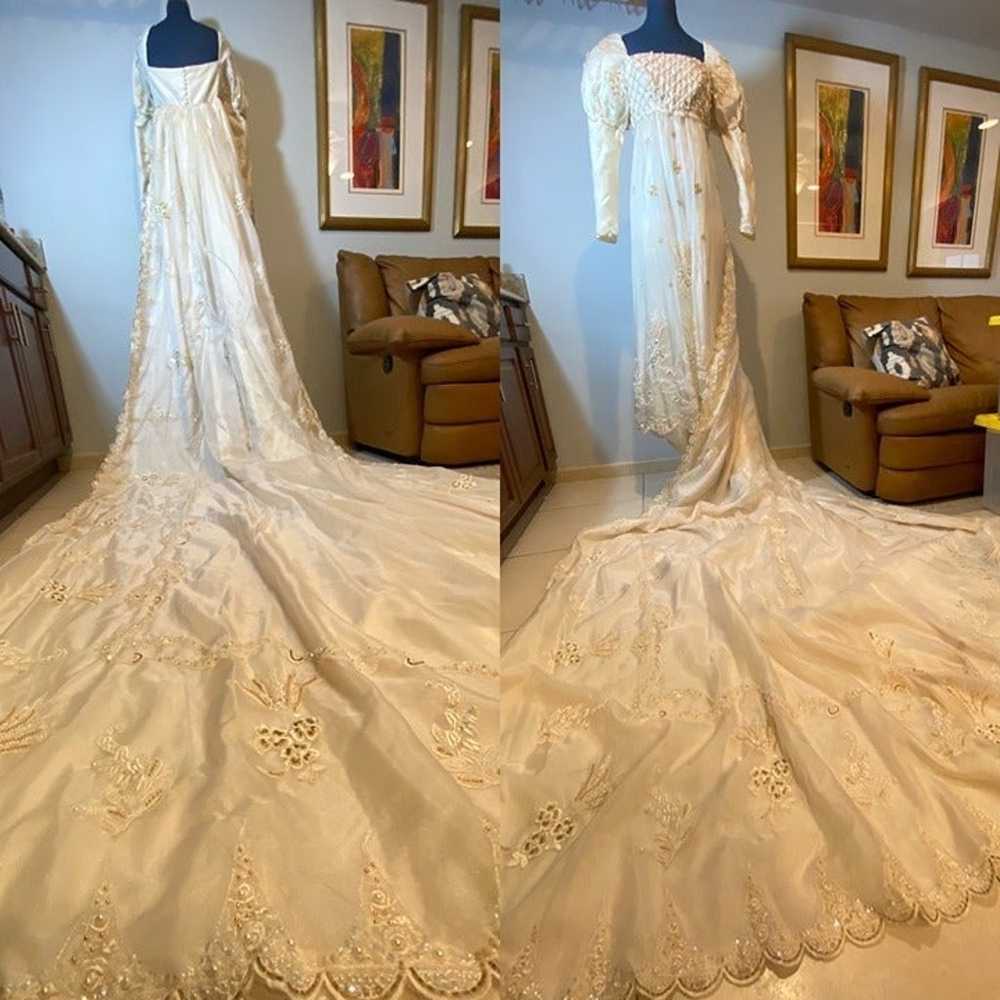 Custom Handmade Wedding Dress, Off-White & Gold, … - image 5