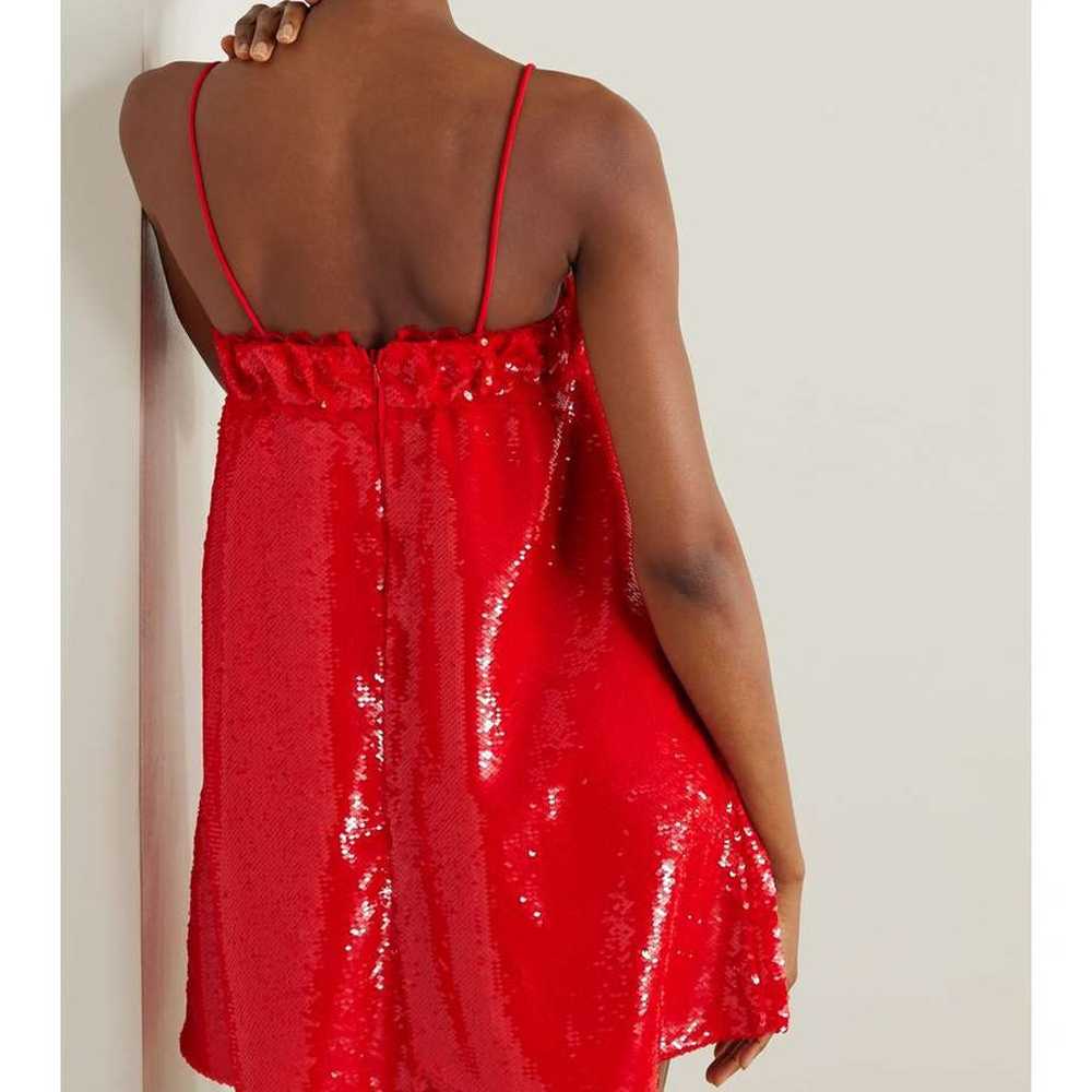 GANNI Fiery Red Sequins Mini Dress Size Womens 4 … - image 4