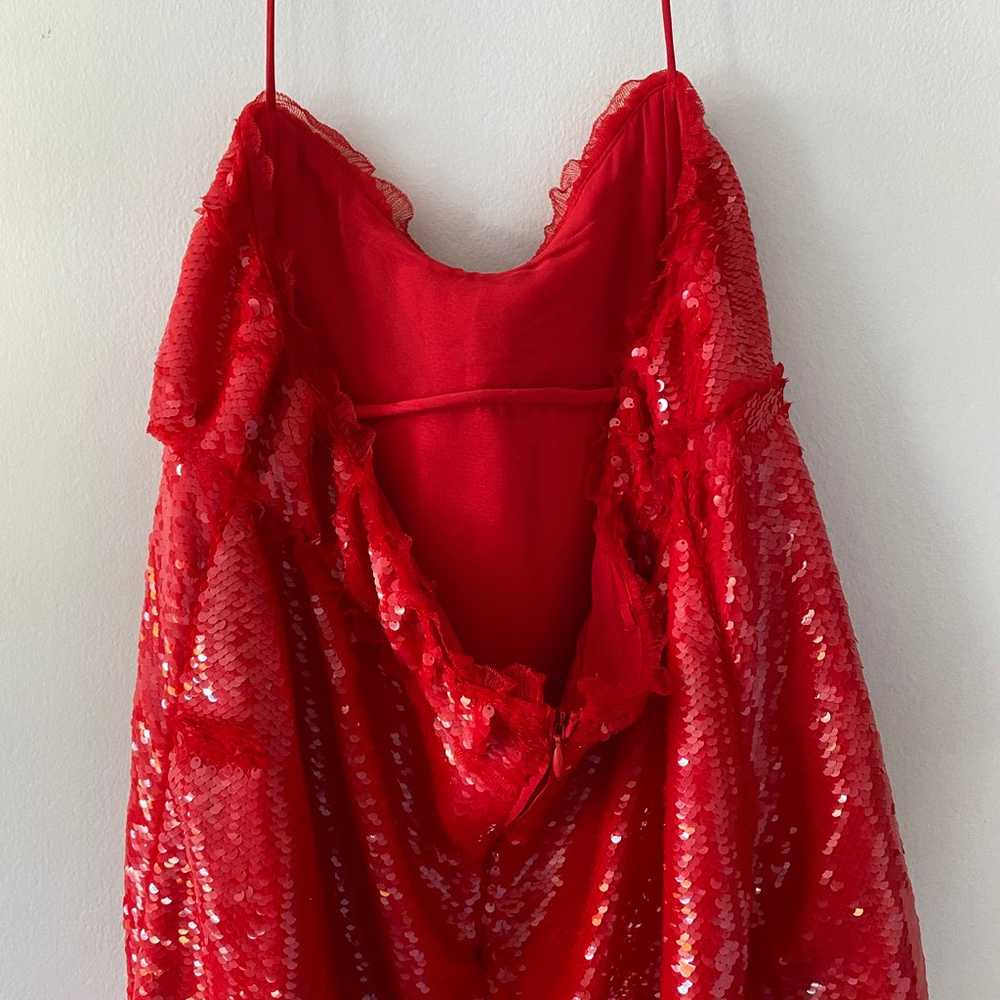 GANNI Fiery Red Sequins Mini Dress Size Womens 4 … - image 9