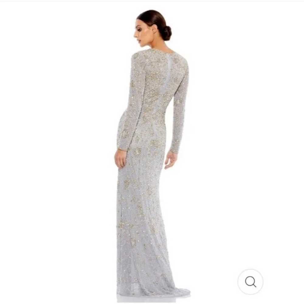 MAC DUGGAL PLATINUM GOLD JEWEL NECK LONG SLEEVE E… - image 2